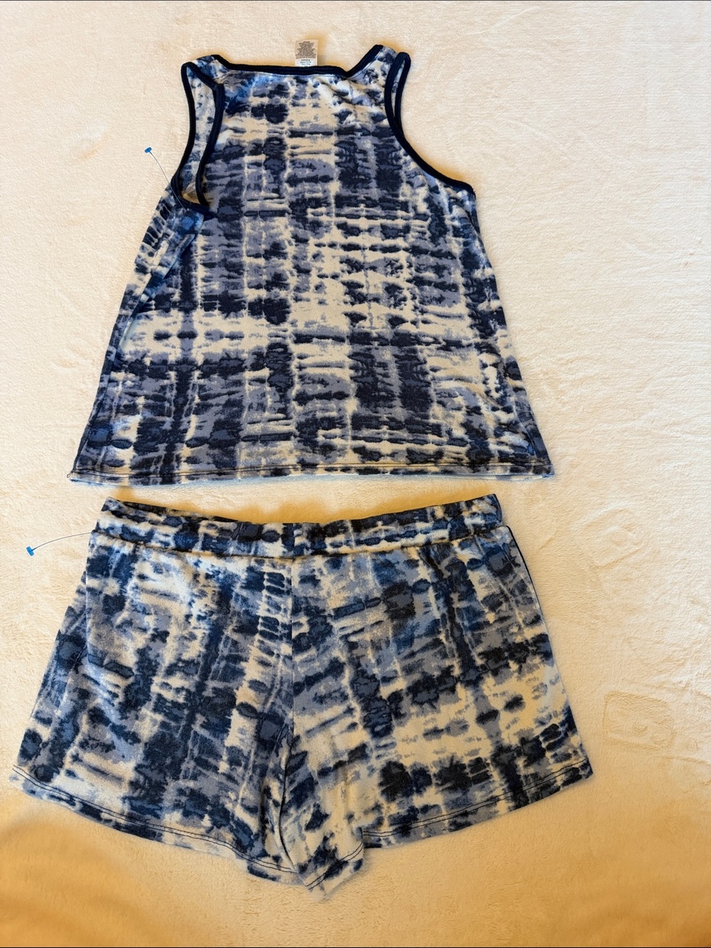Lucky Brand Blue and White Tie-Dye Pajama Tank & Shorts Set - Picture 4 of 5